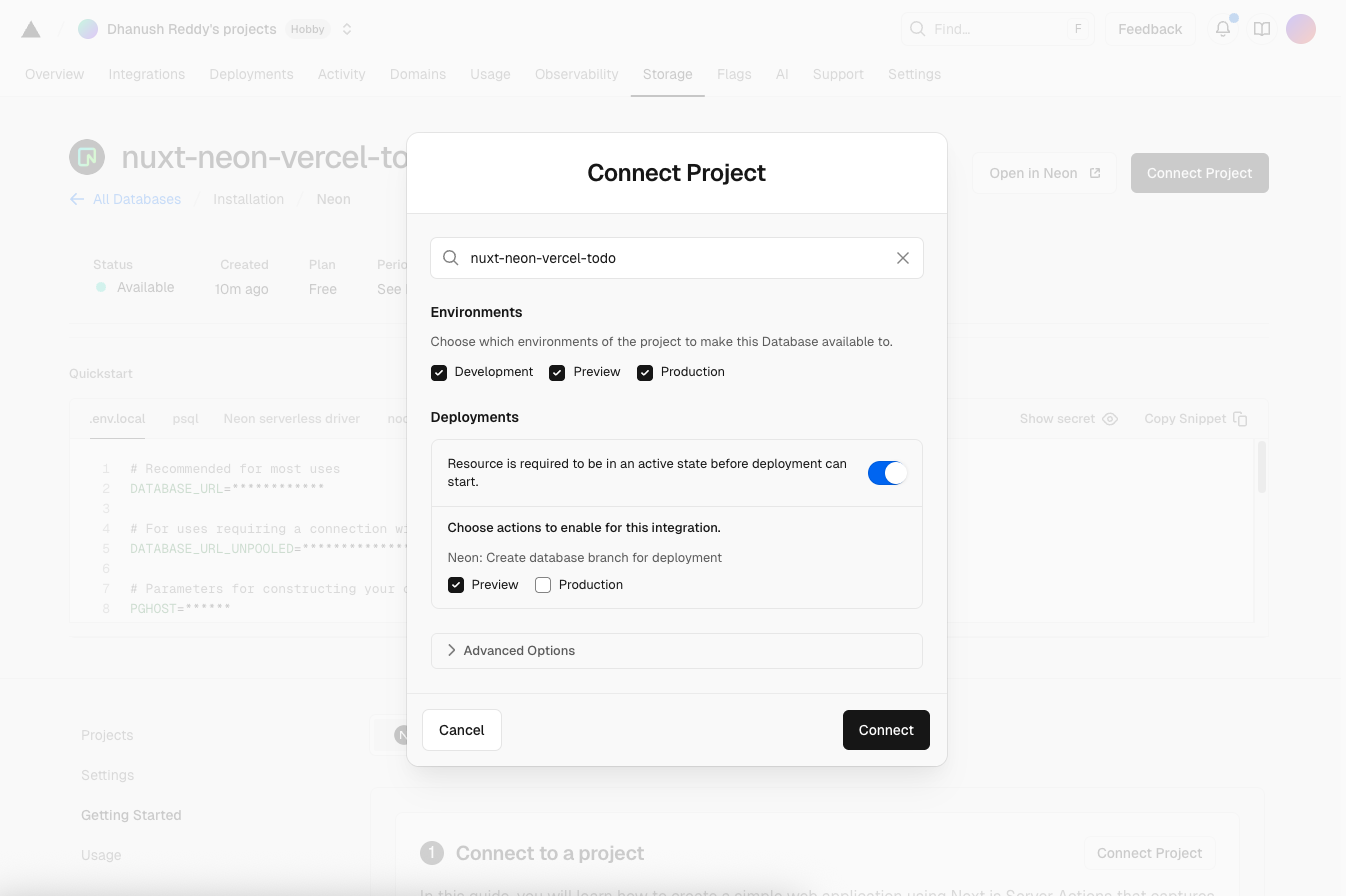 Connect Vercel Project and enable Preview deployments
